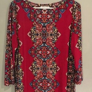 London Style Collection 16 3/4 Sleeve Dress Stretch Shift Boho Festival Retro
